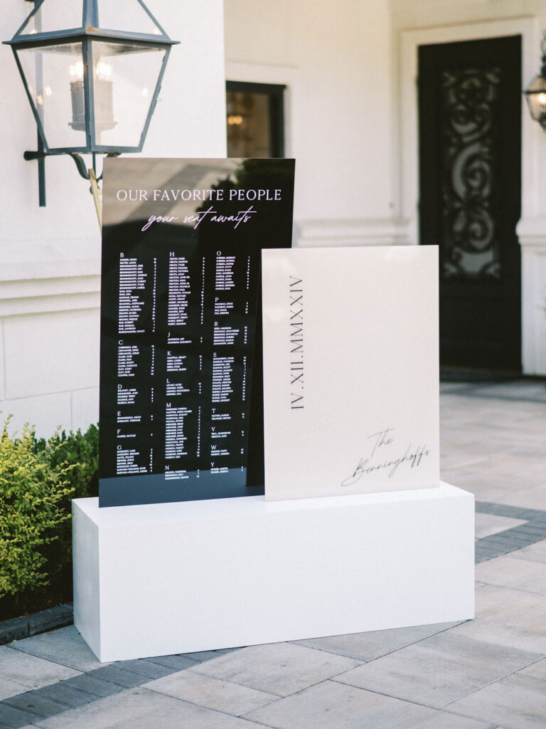 modern wedding seating chart luxury wedding signage 